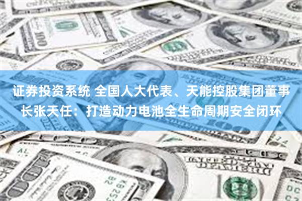 证券投资系统 全国人大代表、天能控股集团董事长张天任：打造动力电池全生命周期安全闭环